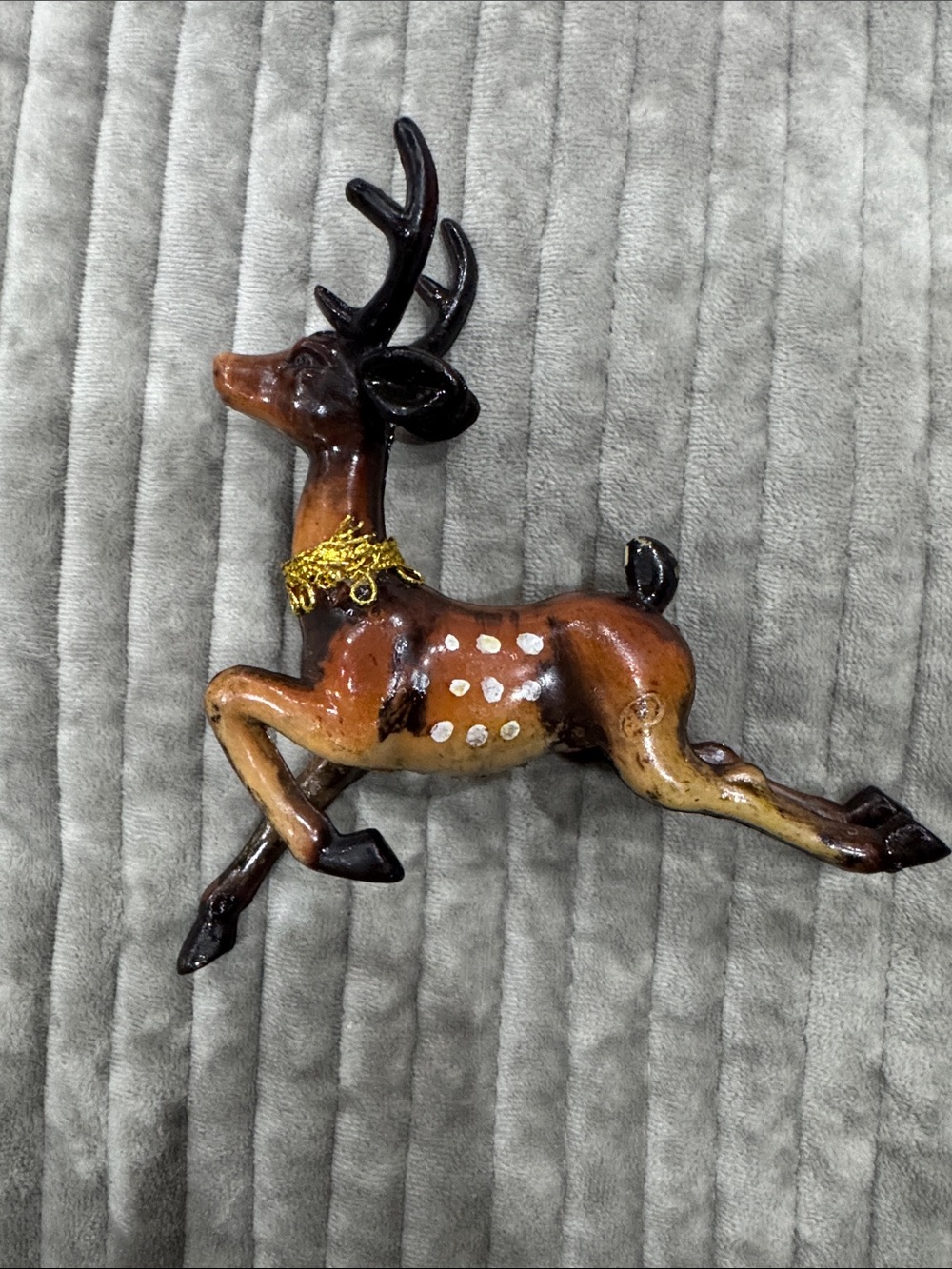 Vintage Celluloid Leaping Deer with Gold Collar